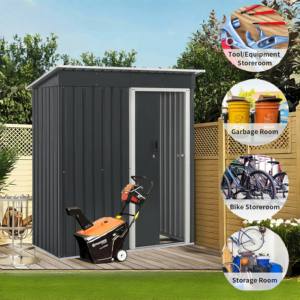 Abri de jardin de stockage d'outils de mobilier d'extérieur en métal robuste avec <span class=keywords><strong>porte</strong></span> coulissante simple - Product Image 6