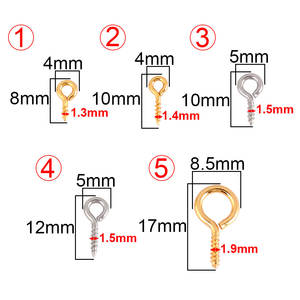 미니 스테인리스 스틸 나사형 아일릿 핀 100개 주얼리 제작 부품 진주 비즈 나사 고리 클립 장식 - Product Image 2