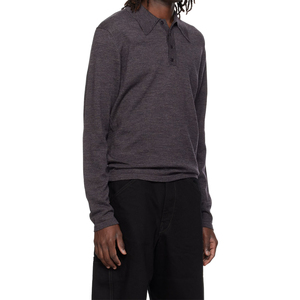 OEM Wholesale Factory Supplier Breathable Soft Knit <b>Thermal</b> Shirts Gray Long Sleeve <b>Wool</b> Blend Polo Shirts - Product Image 2