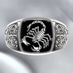 Anillo de Piedra Natural con Diseño de Escorpión y Cristal, Unisex, Textura Brillante, Estilo Startup, Directo de Fábrica - Product Image 3