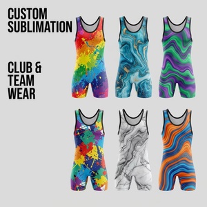 ชุดนักมวยปล้ำสั่งทำพิเศษจากโรงงานโดยตรง ชุดนักมวยปล้ำปักโลโก้แบบกำหนดเอง เย็บแบบ Flatlock ผ้าสแปนเด็กซ์ พิมพ์ลายแบบ Sublimation ชุดนักมวยปล้ำสำหรับการต่อสู้ - Product Image 3