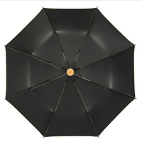Parapluie de voyage pliable en 3 sections avec poignée en bois de couleur unie de haute qualité, personnalisable avec logo, vente en gros