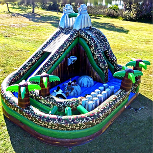 Structure gonflable commerciale combinée avec toboggan et parcours d'obstacles en bâche PVC, pour 3 à 5 personnes, utilisation en extérieur pour parcs à thème - Product Image 1