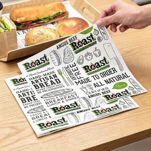 Custom Printed Greaseproof Food Grade Biodegradable Eco-Friendly Disposable Packaging <b>Paper</b> for Sandwiches Bagels Bread Logo - Product Image 1