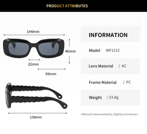 Occhiali da sole rettangolari 2025 da donna retrò gambe contorte Candy tendenza moda blu/nero/rosso accessori moda - Product Image 3