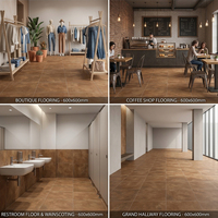 Carreaux de sol en porcelaine au design minimaliste 600x600mm beige, gris, marron, finition mate pour magasin de vêtements et salle d'exposition