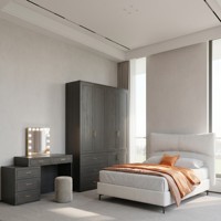 Ensemble de chambre à coucher en bois de style moderne à prix de gros, lit king-size, armoire Shaker avec 5+ tiroirs de rangement, pour appartement, hôtel et usage domestique