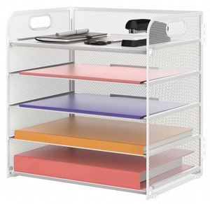5-<b>Tray</b> Metal Mesh Desk <b>File</b> Organizer with Letter <b>Tray</b> Handle Office Home School Paper Sorter and <b>File</b> Folder Holder - Product Image 3