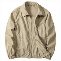 Blouson Bomber Homme Vintage en Coton Délavé à Col Revers et Fermeture Éclair, Léger, Décontracté et Ample pour le Business