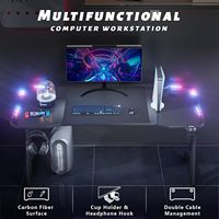 Bureau de jeu RGB noir moderne de nouvelle conception en gros pour la maison et le bureau, table d'ordinateur personnalisée, table de jeu personnalisée, bureau de travail