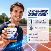 OEM ODM Label Pribadi Creatine Gummies Monohydrate HCL Kekuatan Otot Performa Olahraga Taurin Vitamin B12 60 Buah