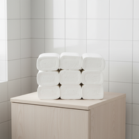 Prix de gros pour 5 couches, 12 rouleaux de papier toilette 100% pâte de bois vierge, emballage personnalisé pour usage en salle de bain