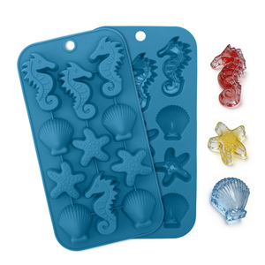 <span class=keywords><strong>Moule</strong></span> en silicone thème océan pour chocolat, bonbons, hippocampe, étoile de mer, coquillage, plateau à glaçons antiadhésif pour décoration de gâteaux DIY et fondant - Product Image 1