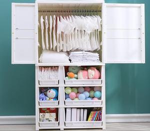 Armoire de dessin animé de 165 cm de hauteur pour chambre d'enfant, style double porte, <span class=keywords><strong>commode</strong></span> pour enfants, armoire en plastique pour bébé avec tiroirs de rangement - Product Image 6