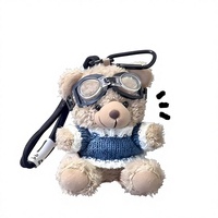 Porte-clés personnalisable en peluche ours de dessin animé, écologique, pendentif de sac animalier doux, cadeau de collection pour filles