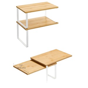 Kitchen Storage <b>Rack</b> Wooden Tiered Shelf Iron Frame Multi Function Organizer For Seasoning And <b>Dish</b> Storage - Product Image 2
