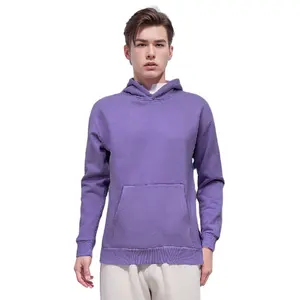 Высококачественная флисовая толстовка с капюшоном 320gsm на заказ с вышивкой и печатью негабаритные мужские однотонные пуловеры толстовки