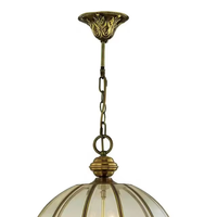 Lustre globe en laiton antique Jingshi Lighting, cage en verre ronde avec bande métallique décorative, luminaire de plafond classique pour la maison