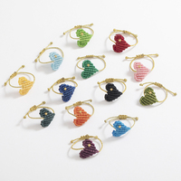 Vente en gros de bagues en macramé en forme de cœur, colorées, faites à la main, avec cordon réglable, en fil ciré tressé, bijoux de mode, cadeau