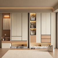 Armoire modulaire moderne en bois écologique avec placage HPL MDF et étagère ouverte à LED