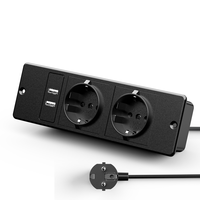 Multiprise de Conférence Encastrée avec 2 Prises CA, 2 Ports USB-A, Bloc d'Alimentation de Bureau pour Table Basse ou Table d'Appoint