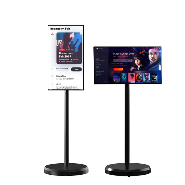 US Warehouse 24" Smart Rotate Touch LCD Monitor Portable HD Video Player Stand TV Wireless 1080p LED White 'Follow Me' TV Stand