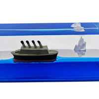 Artisanat flottant liquide décor vague liquide ondulé liquide poids de papier flottant avec bateau flottant et Iceberg