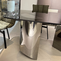 Nouveau design de table à manger rectangulaire de luxe avec 6 places élégantes et nouvelle table de cuisine en marbre gris