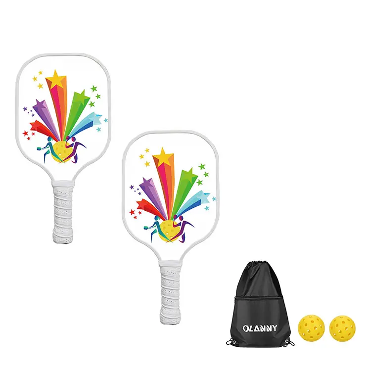 Hoge Kwaliteit Multi-Color Fabricage Usapa Standaard Promotionele Koolstofvezel Pickleball Paddle Uv Print Pickleball Racket