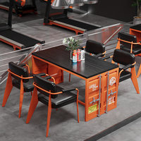 Ensemble de bar en bois massif personnalisable de style industriel avec structure métallique pour restaurant occidental