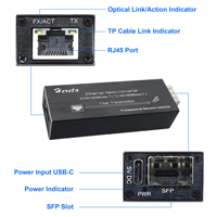 Convertisseur de média fibre optique mini Gigabit Hereta 10/100/1000 Mbps 1310 nm Monomode Double Fibre 20 KM LC SFP Entrée d'alimentation Type-C 5V Garantie 1 an