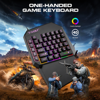 T-Wolf T19 40 Tombol Keyboard Gaming Satu Tangan USB Berkabel RGB Backlight Membran Mini Keyboard untuk PC Laptop Game