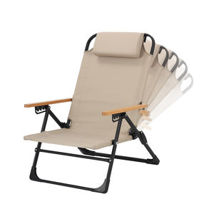 Chaise de camping pliante réglable d'extérieur à cadre métallique, fauteuil inclinable portable pour jardin, en promotion - Product Image 1
