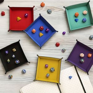 Modern Square Faux Leather & Velvet Storage <b>Box</b> Portable Folding Dice Rolling Tray RPG DND Tabletop Games Tableware Organizer - Product Image 3