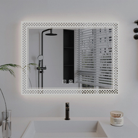 Miroir intelligent LED lumineux pour salle de bain avec bande anti-buée tactile et éclairage de maquillage mural