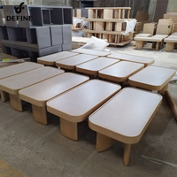 Nordique Moderne Minimaliste Centre Table Rectangle En Bois Et Pierre Top Thé Table Basse Hôtel Salon Meubles