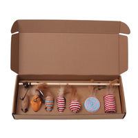 Ensemble de jouets interactifs pour chat : baguette en bois avec têtes interchangeables, plumes et corde en papier
