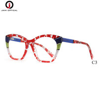 Montures de lunettes optiques surdimensionnées en acétate de haute qualité avec motif floral coloré et logo personnalisé pour femmes