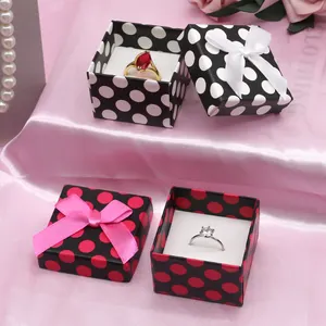 Custom Paper Cardboard Rings Jewelry Gift Boxes Ribbon Paper Jewelry Packaging Cheap Jewelry Box