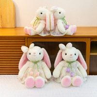 Peluche Lapin Floral Adorable et Doux, Unisexe, Doudou Anti-Stress en Tissu Brodé, Polyester et Coton PP, 14 Ans, 31-50cm