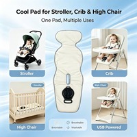 Coussin rafraîchissant pour siège auto bébé certifié CE FCC, 5V USB, avec ventilateur, coussin respirant en maille 3D à flux d'air pour poussette et véhicule