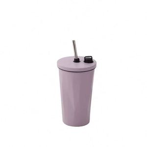 Gourde isotherme en acier inoxydable pour voiture, avec paille, colorée, revêtement poudré, métal durable et élégant - Product Image 1