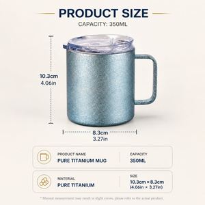 Custom Logo Corporate Gift Double Wall Titanium <b>Coffee</b> Mug with Handle and Lid Lightweight Insulated Camping Cup - Product Image 3