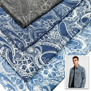 Venta al por mayor <span class=keywords><strong>de</strong></span> fábrica, listo para enviar, tela vaquera lavada con estampado <span class=keywords><strong>de</strong></span> plantas, sarga <span class=keywords><strong>de</strong></span> 72*48 <span class=keywords><strong>de</strong></span> densidad, 310g (10.93 oz), personalizada, informal - Product Image 4
