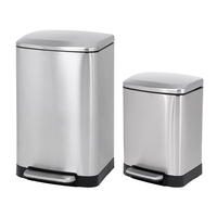 Poubelle rectangulaire en acier inoxydable de 20 L, poubelle en métal, poubelle à pédale avec seau intérieur noir
