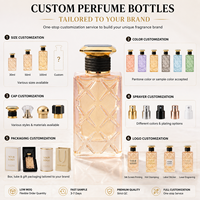 Flacon de parfum en verre 100 ml, translucide, finition nacrée scintillante avec bouchon doré facetté, vente en gros B2B, directement de l'usine