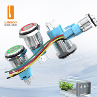 Interrupteur à bouton-poussoir métallique économique LANBOO 16A2, vente directe d'usine, 1NO1NC/avec LED, momentané ou à enclenchement/Selectable