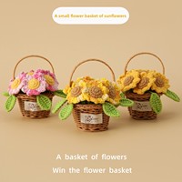 Handgefertigter Häkel-Sonnenblumen- und Gänseblümchen-Blumenkorb in Verschiedenen Lebendigen Farben Rosa Gelb Orange als Geschenk für Sie Mutter