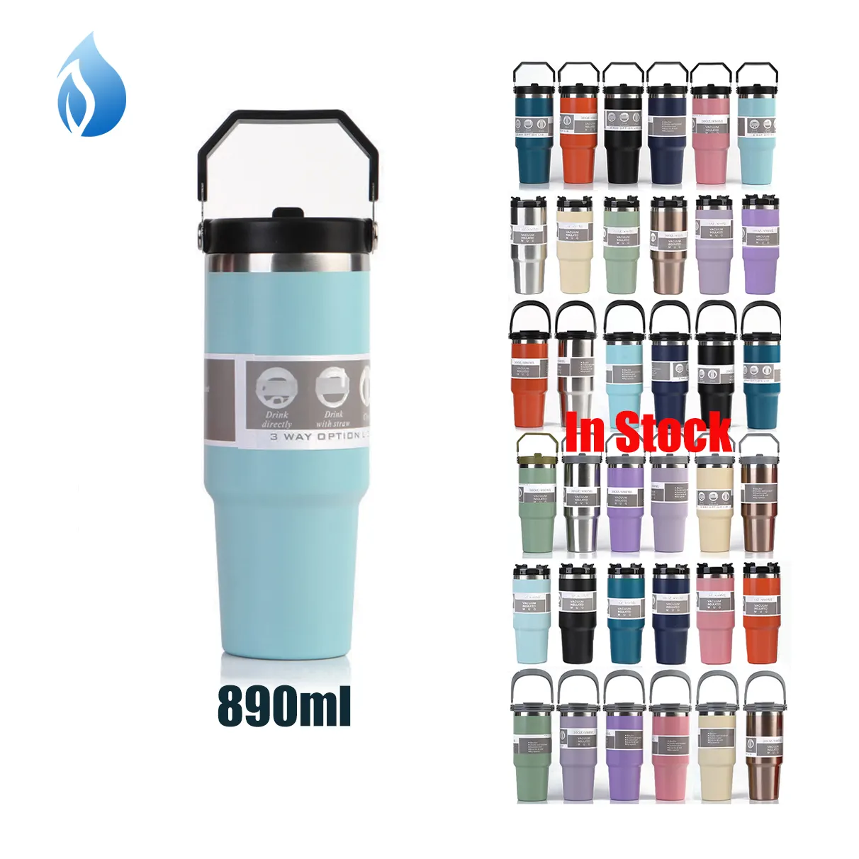ZY 30oz in stock Double Wall Insulated 304 Stainless Steel tumbler vacuum flask thermoses water bottle