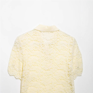 Camicia corta estiva da donna in <span class=keywords><strong>pizzo</strong></span> a <span class=keywords><strong>maniche</strong></span> <span class=keywords><strong>corte</strong></span>, casual e alla moda, ideale per il clima caldo - Product Image 4